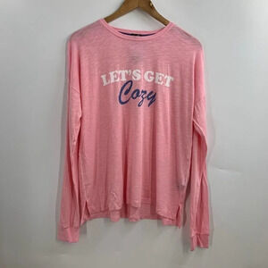 Cozy‎ Zoe Women's Let's Get Cozy Long Sleeve Pink & Blue Pajama Top Size M BWT